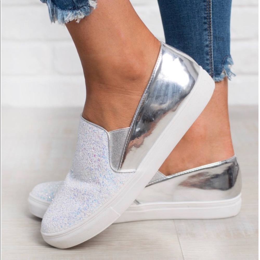 Glitter slip on sneakers